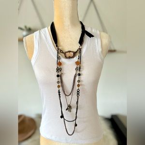 Boho long mixed metals necklace